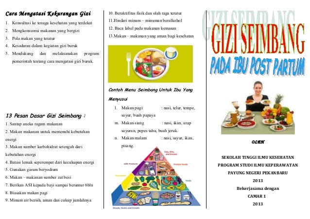 Leaflet gizi seimbang pada post partum