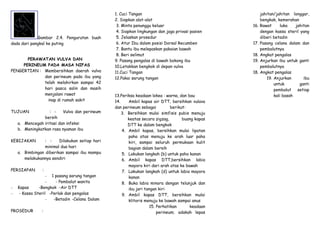 Gambar 2.4. Pengurutan buah
dada dari pangkal ke puting
PERAWATAN VULVA DAN
PERINEUM PADA MASA NIFAS
PENGERTIAN : Membersihkan daerah vulva
dan perineum pada ibu yang
telah melahirkan sampai 42
hari pasca salin dan masih
menjalani rawat
inap di rumah sakit
TUJUAN : - Vulva dan perineum
bersih
a. Mencegah iritasi dan infeksi
b. Meningkatkan rasa nyaman ibu
KEBIJAKAN : - Dilakukan setiap hari
minimal dua hari
a. Bimbingan diberikan sampai ibu mampu
melakukannya sendiri
PERSIAPAN :
− 1 pasang sarung tangan
− - Pembalut wanita
− Kapas -Bengkok -Air DTT
− - Kassa Steril -Perlak dan pengalas
− -Betadin -Celana Dalam
PROSEDUR :
1. Cuci Tangan
2. Siapkan alat-alat
3. Minta penunggu keluar
4. Siapkan lingkungan dan jaga privasi pasien
5. Jelaskan prosedur
6. Atur Ibu dalam posisi Dorsal Recumben
7. Bantu ibu melepaskan pakaian bawah
8. Beri selimut
9. Pasang pengalas di bawah bokong ibu
10.Letakkan bengkok di depan vulva
11.Cuci Tangan
12.Pakai sarung tangan
13.Periksa keadaan lokea : warna, dan bau
14. Ambil kapas air DTT, bersihkan vulava
dan perineum sebagai berikut:
3. Bersihkan mulai simfisis pubis menuju
keatas secara zigzag, buang kapas
DTT ke dalam bengkok
4. Ambil kapas, bersihkan mulai lipatan
paha atas menuju ke arah luar paha
kiri, sampai seluruh permukaan kulit
bagian dalam bersih
5. Lakukan langkah (b) untuk paha kanan
6. Ambil kapas DTT,bersihkan labia
mayora kiri dari arah atas ke bawah
7. Lakukan langkah (d) untuk labia mayora
kanan
8. Buka labia minora dengan telunjuk dan
ibu jari tangan kiri
9. Ambil kapas DTT, bersihkan mulai
klitoris menuju ke bawah sampai anus
15. Perhatikan keadaan
perineum; adakah lepas
jahitan/jahitan longgar,
bengkak, kemerahan
16. Rawat luka jahitan
dengan kassa steril yang
diberi betadin
17. Pasang celana dalam dan
pembalutnya
18. Angkat pengalas
19. Anjurkan ibu untuk ganti
pembalutnya
18. Angkat pengalas
19. Anjurkan ibu
untuk ganti
pembalut setiap
kali basah
 