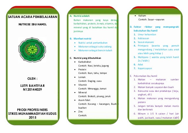 Leaflet Nutrisi pada Ibu Hamil Leaflet Nutrisi pada Ibu Hamil