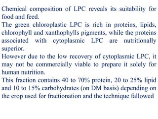 Lpc Supplement PROTEIN AND LEAF PROTEIN CONCENTRATE.PPT