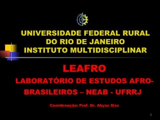 UNIVERSIDADE FEDERAL RURAL DO RIO DE JANEIRO INSTITUTO MULTIDISCIPLINAR LEAFRO LABORATÓRIO DE ESTUDOS AFRO-BRASILEIROS – NEAB - UFRRJ   Coordenação: Prof. Dr. Ahyas Siss 