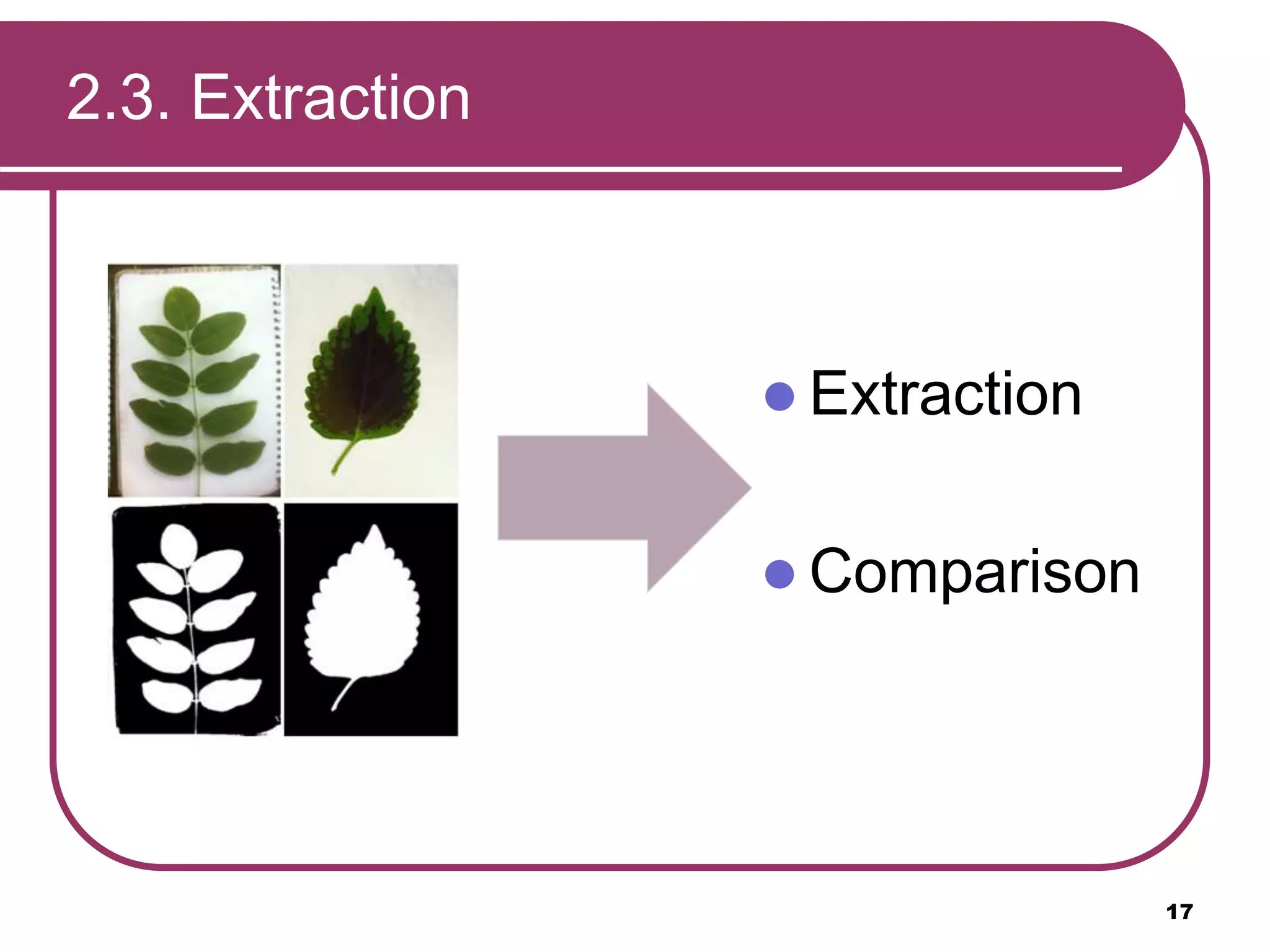 2.3. Extraction
17
 Extraction
 Comparison
 