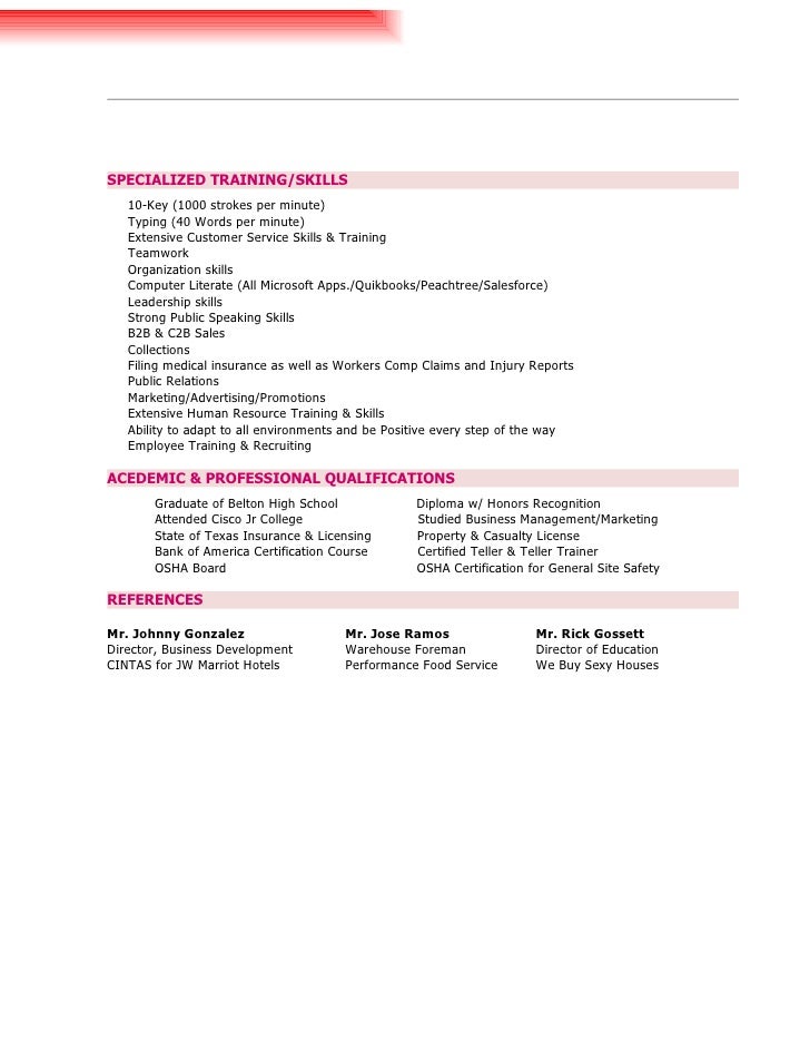typing skill resume