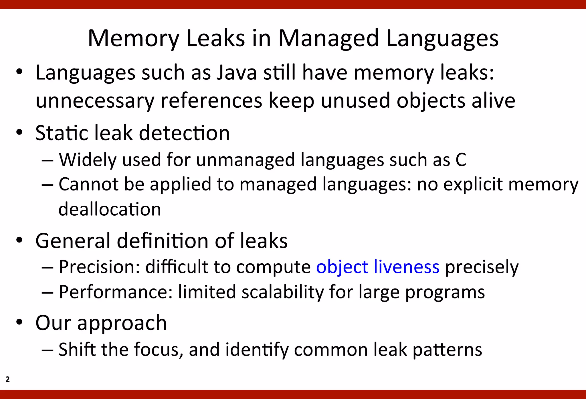 LeakChecker Practical Static Memory Leak Detection for Managed Langu…
