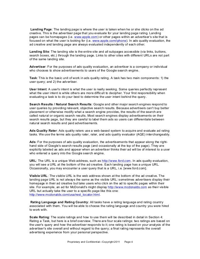 leaked google general guidelines for ads quality evaluation june 15 ads quality rater cover letter
