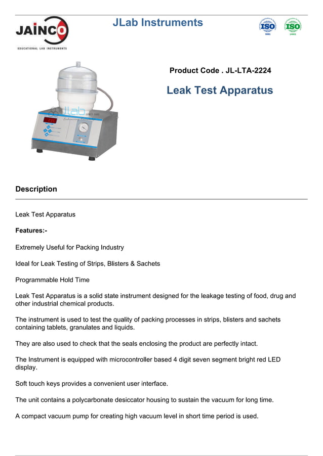 Leak test apparatus PDF