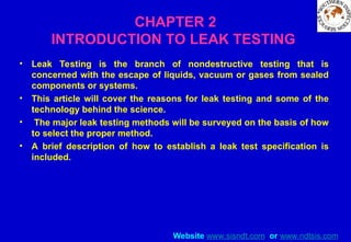 LEAK TESTING presentation for level 2 course | PPT