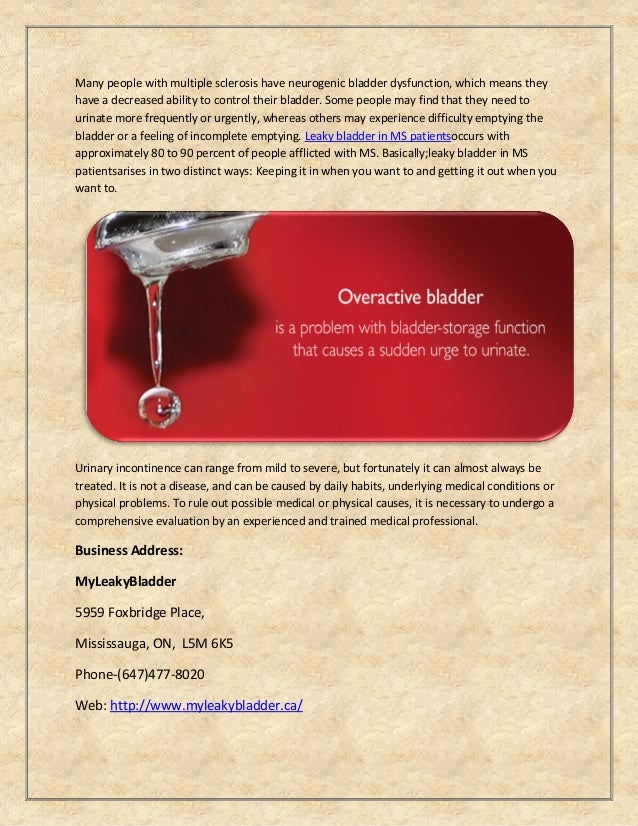 Leaky bladder in ms patients
