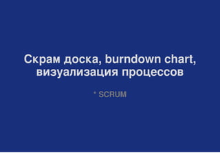 Скрам доска, burndown chart,
визуализация процессов
* SCRUM
 