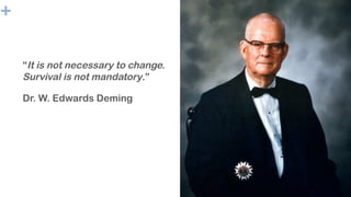 + 3
“It is not necessary to change.
Survival is not mandatory.”
Dr. W. Edwards Deming 
 