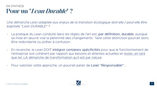 Pour un "Lean Durable" ?
 