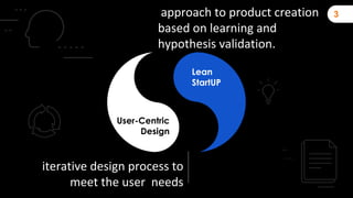 Lean
StartUP
User-Centric
Design
iterative design process to
meet the user needs
approach to product creation
based on lea...