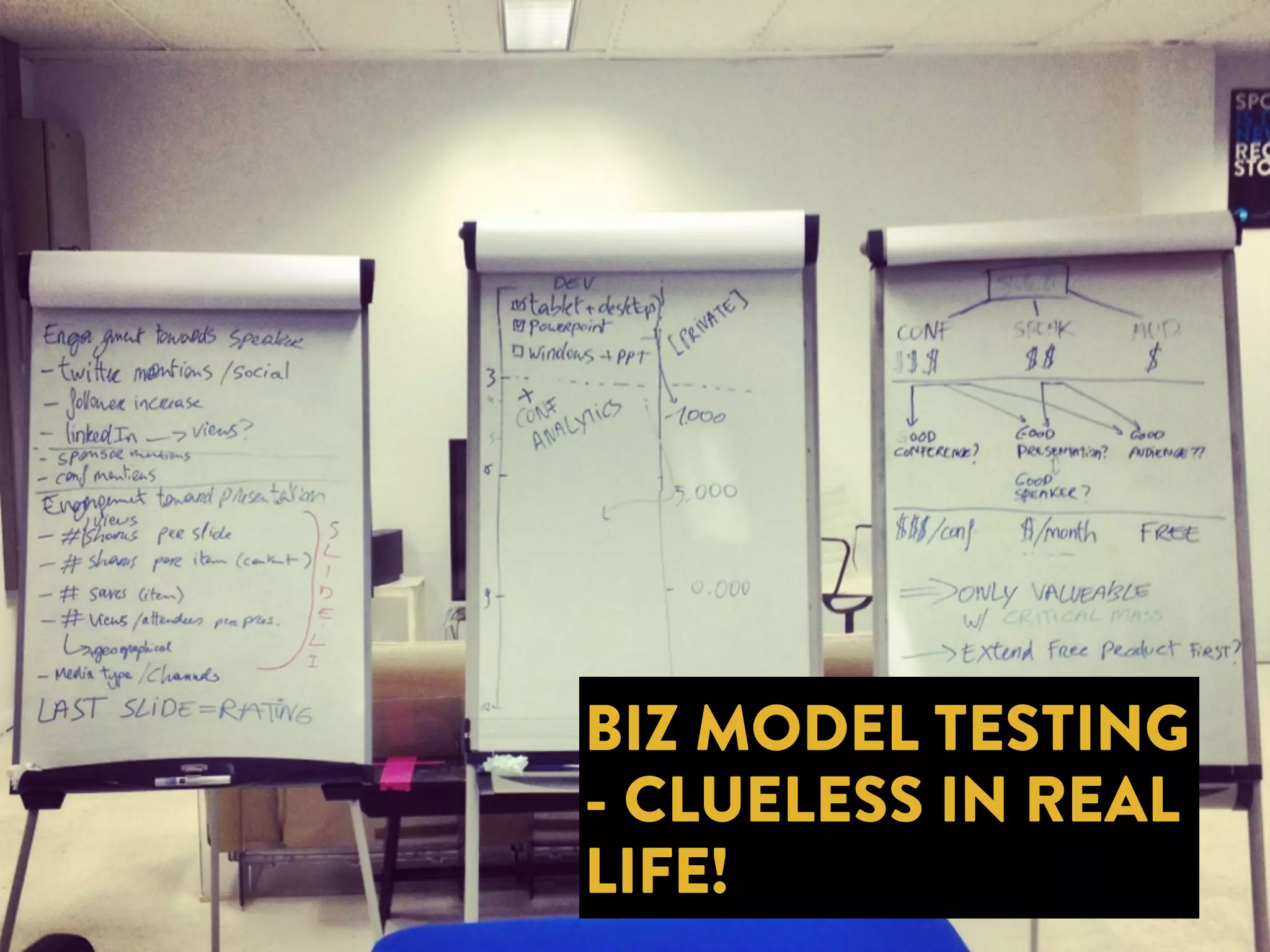 BIZ MODEL TESTING 
- CLUELESS IN REAL 
LIFE! 
 