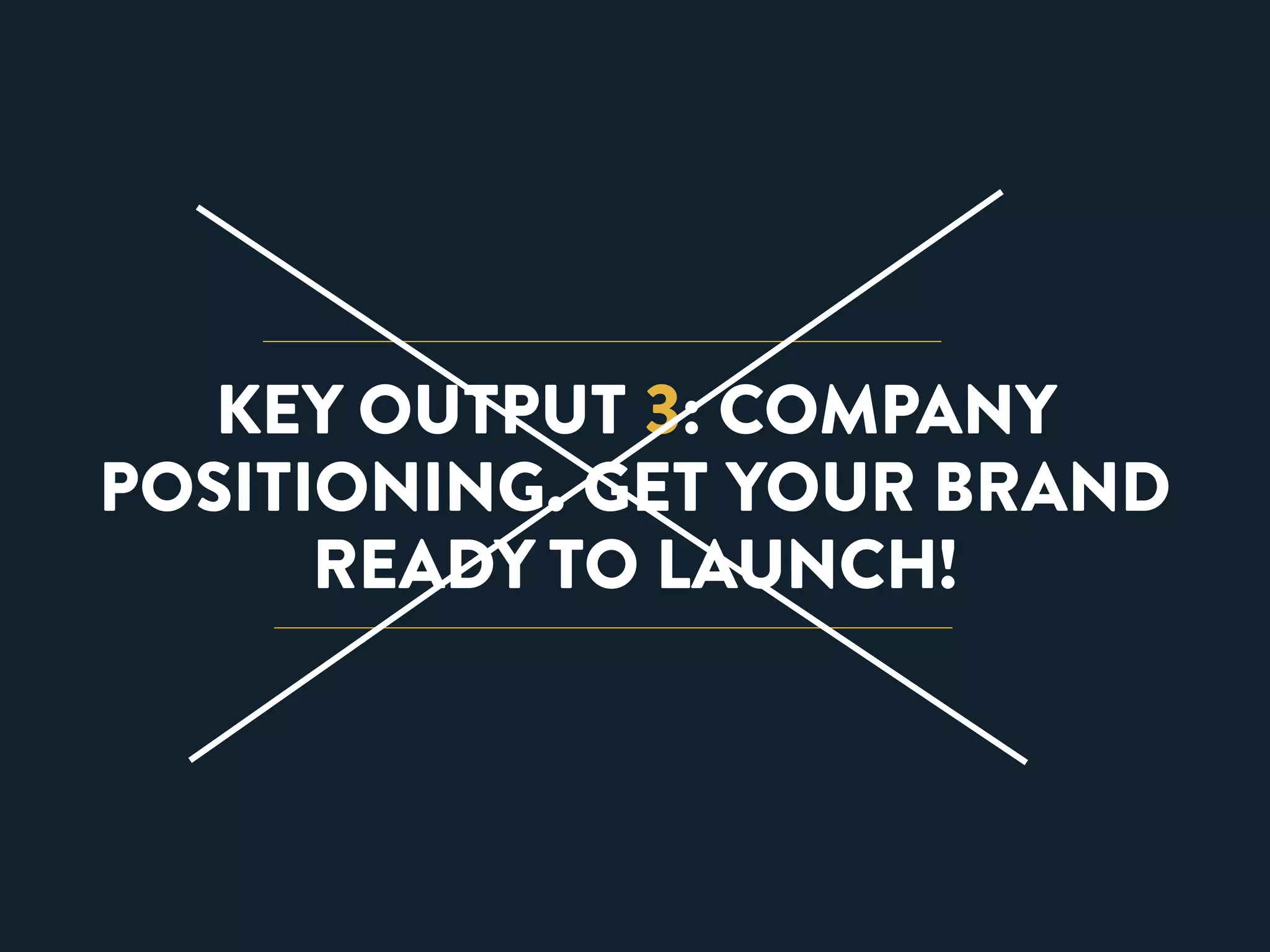 KEY OUTPUT 3: COMPANY 
POSITIONING. GET YOUR BRAND 
READY TO LAUNCH! 
 