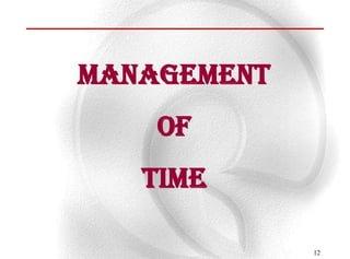MANAGEMENT
    OF
   TIME

             12
 