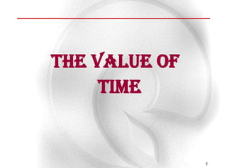 The value of
     time


               5
 