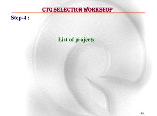 CTQ Selection Workshop
Step-4 :


               List of projects




                                    84
 