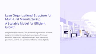 Lean Layer Lean Organizational Structure for Scalable Multi-Unit Manufacturing ...
