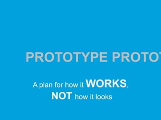 A plan for how it WORKS,
NOT how it looks
PROTOTYPE PROTOT
 