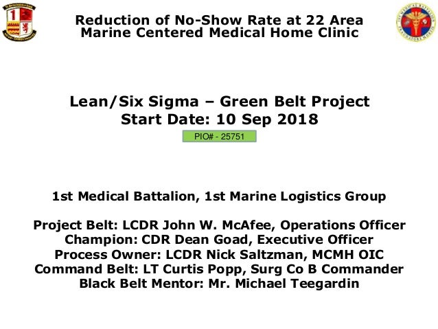 Lean Six Sigma Green Belt Project No Show Rate Reduction Lean Six Sigma Green Belt Project No Show Rate Reduction