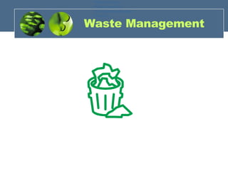 Waste Management Overproduction  Waiting  Unnecessary transport  Overprocessing  Excess inventory  Unnecessary movement  Defects  
