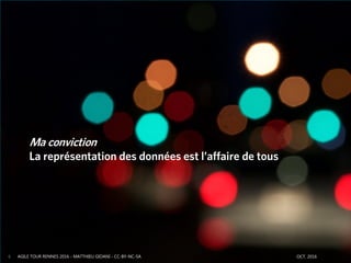 AGILE TOUR RENNES 2016 - MATTHIEU GIOANI - CC-BY-NC-SA OCT. 20166
Ma conviction
La représentation des données est l’affaire de tous
 