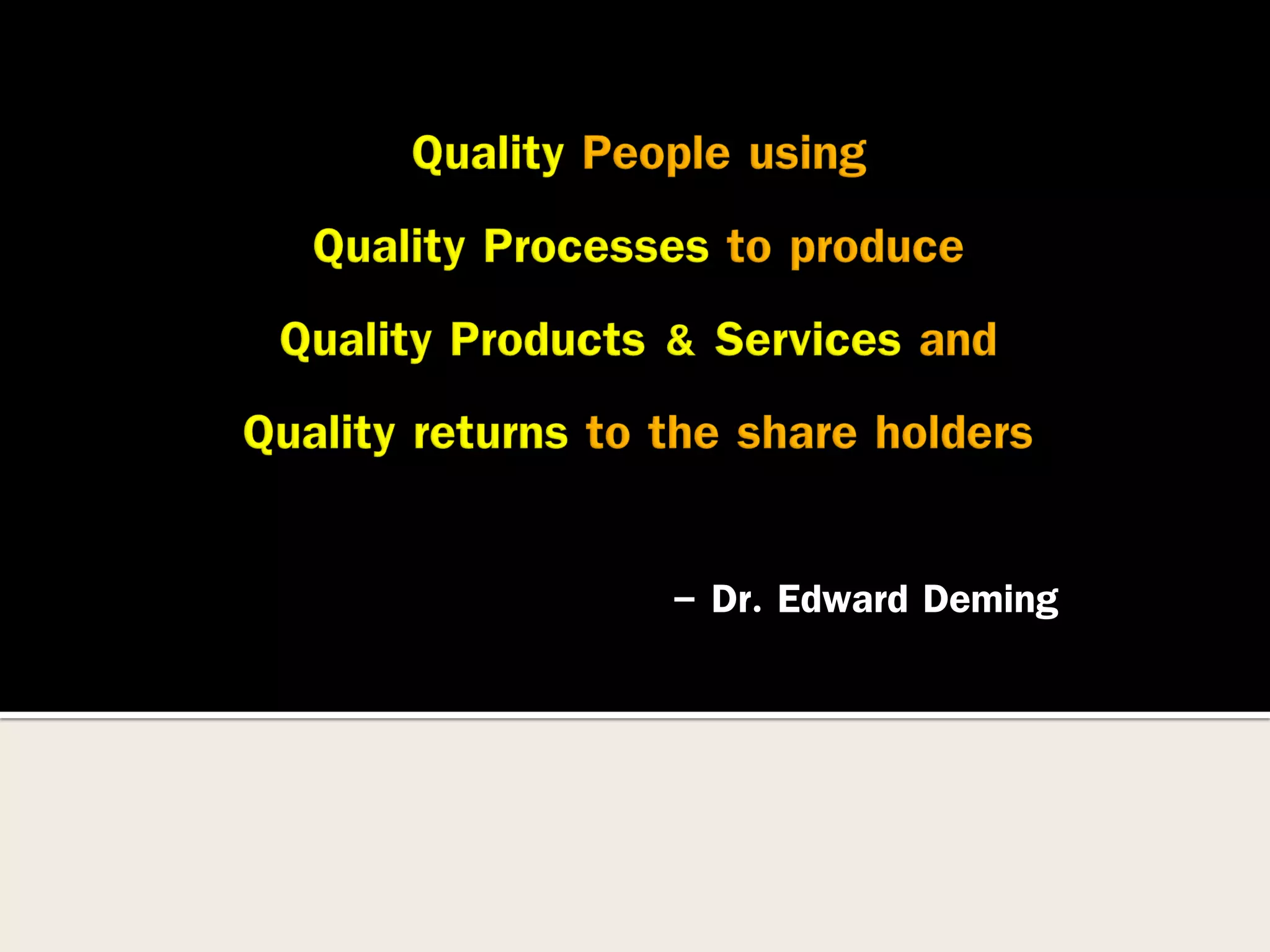 - Dr. Edward Deming
 
