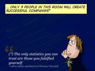 … Only 3 people in this room will Create
successful companies*




“(*) The only statistics you can
 trust are those you f...