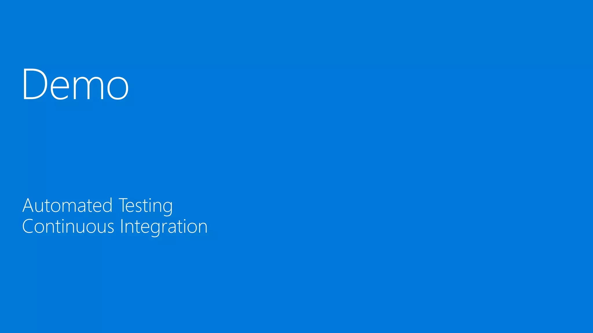 Demo Automated Testing Continuous Integration 