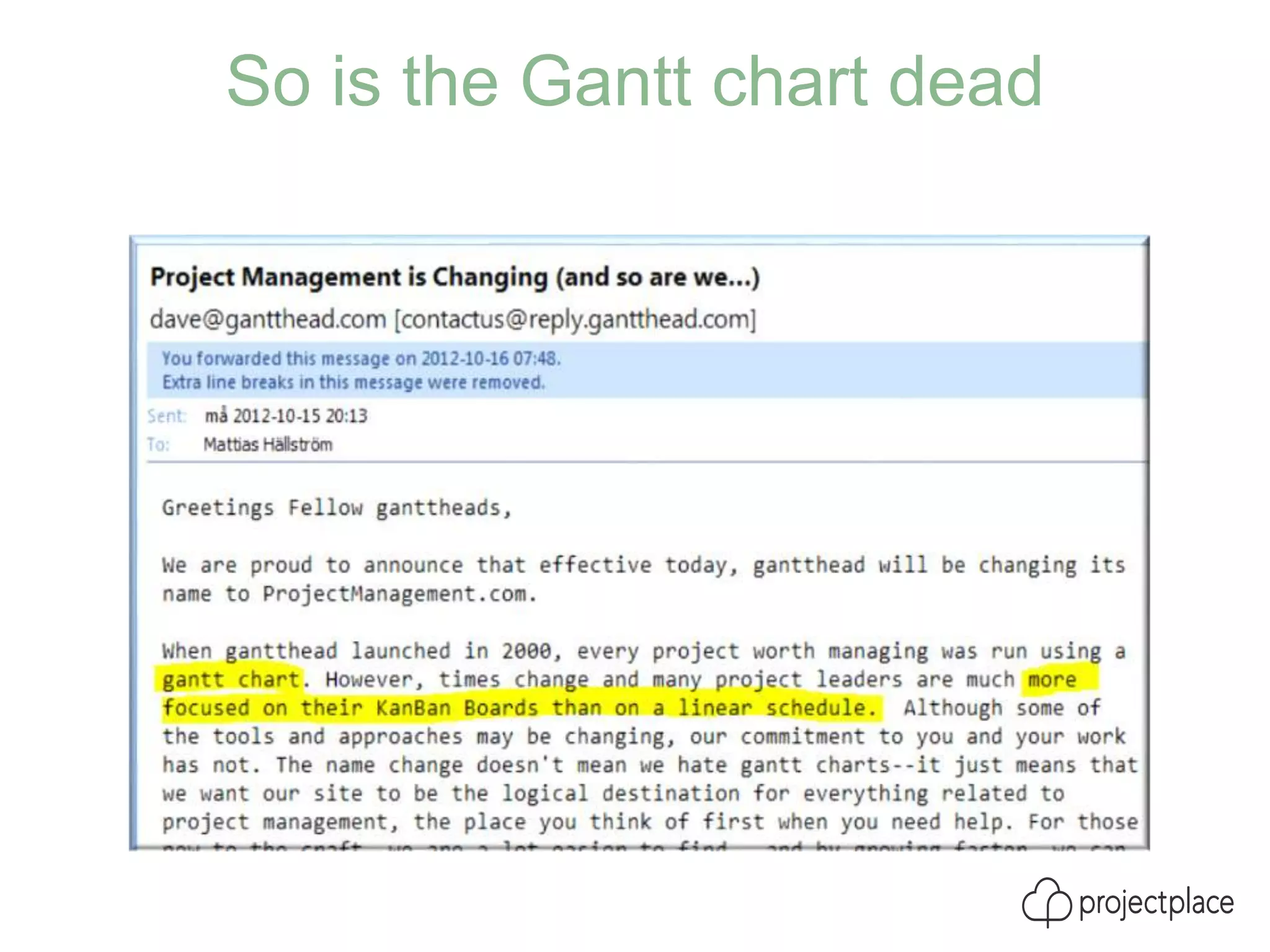 So is the Gantt chart dead
 