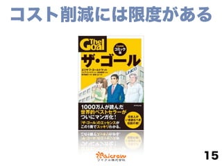 コスト削減には限度がある
15
 