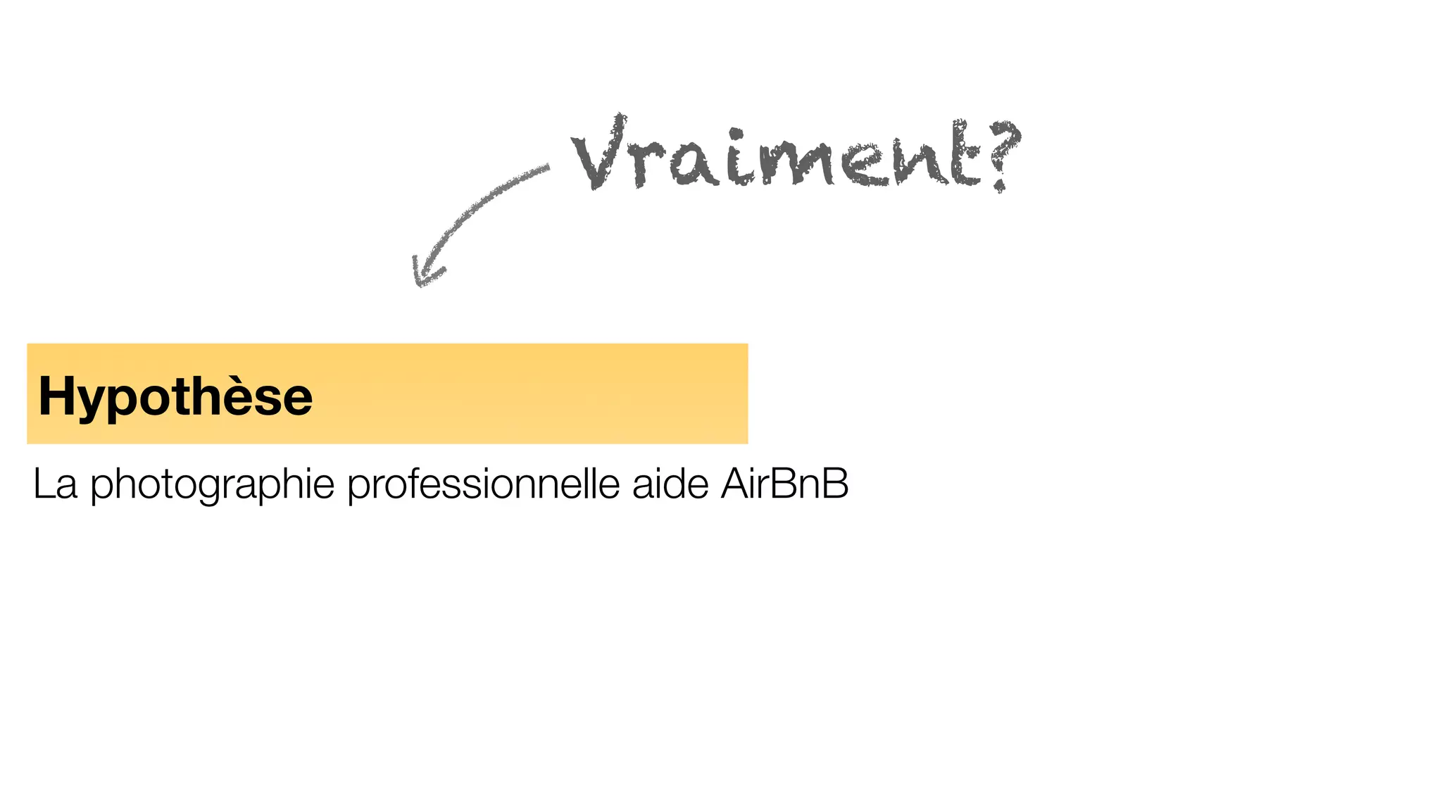 Hypothèse
La photographie professionnelle aide AirBnB
Vraiment?
 