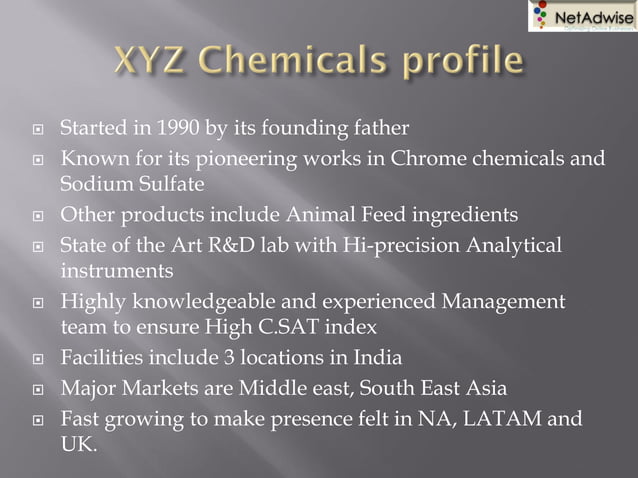 Lean and agile an AR based analysis of xyz chemicals | PPT