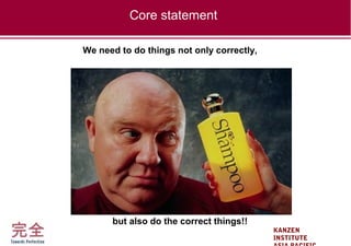 KANZEN
INSTITUTE
Core statement
but also do the correct things!!
We need to do things not only correctly,
 