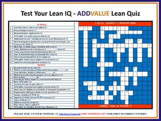 Test Your Lean IQ - ADDVALUE Lean Quiz  