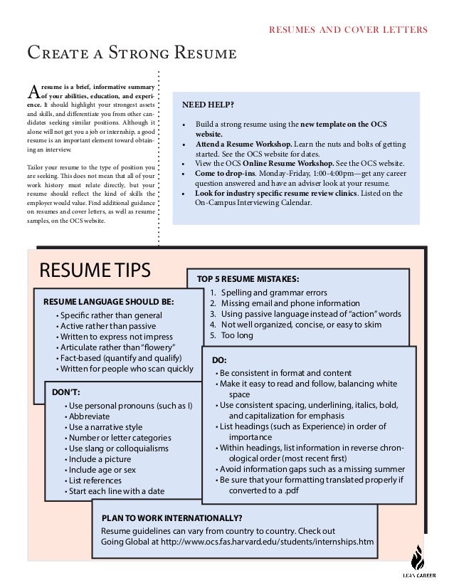 ocs cover letters resumes office of career services