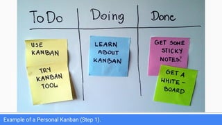 Example of a Personal Kanban (Step 1).
 