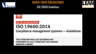KNOW YOUR OBLIGATIONS
ISO 19600 Guidelines
 