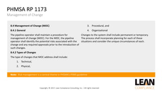 PHMSA - API RP 1173 - Management of Change - Overview | PDF