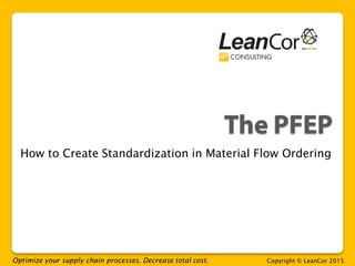 Optimize your supply chain processes. Decrease total cost. Copyright © LeanCor 2015
How to Create Standardization in Material Flow Ordering
 