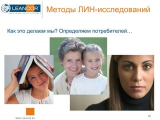 Методы ЛИН-исследований Как это делаем мы? Определяем потребителей… 