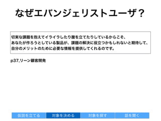 仮説を立てる
対象を決める
対象を探す
話を聞く
 