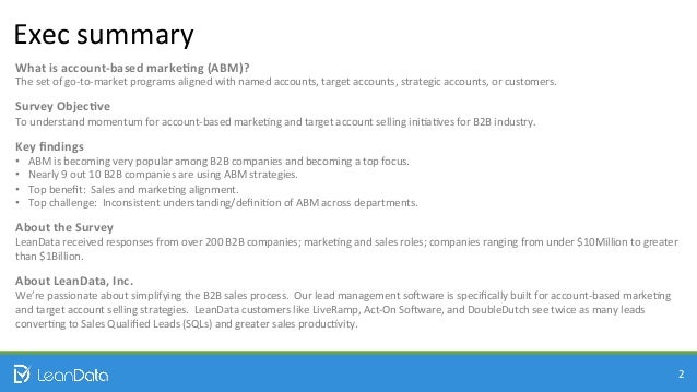 executive summary leandata account based marketing and sales survey exec summary