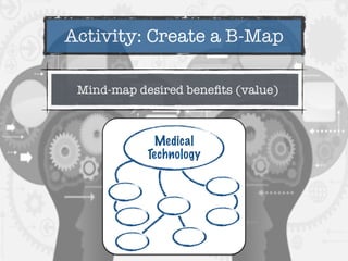 Activity: Create a B-Map
Mind-map desired beneﬁts (value)
Medical
Technology
 