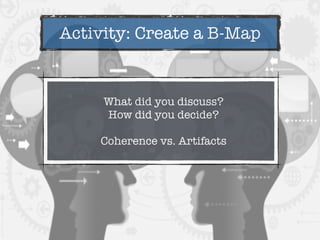 Activity: Create a B-Map
What did you discuss?
How did you decide?
Coherence vs. Artifacts
 