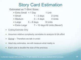 Story Card Wall Work in progress, Card is “currency”, must be physical Must be readable to outside 