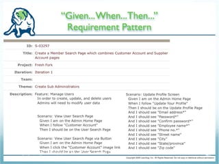Sprint / Iterations Planning 1 to 2 hour Iteration Planning Meeting  kicks off each new iteration Close  the previous Conduct show & tell Review current velocity Hold retrospective Open  the new Available work hours and set velocity target Review business intent for new cards Re-estimate cards if necessary Determine what fits into this iteration Sign up for cards 