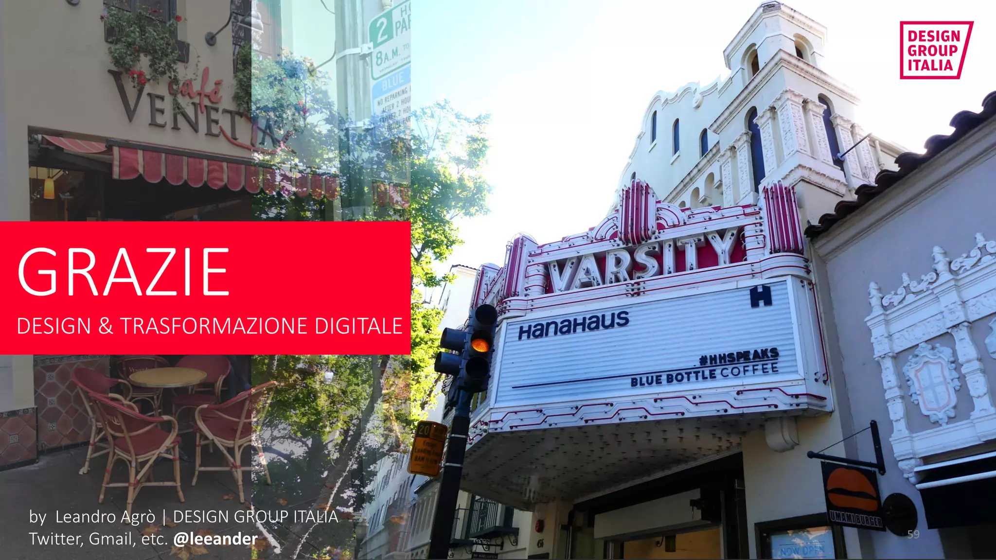 GRAZIE
by		Leandro	Agrò |	DESIGN	GROUP	ITALIA
Twitter,	Gmail,	etc.	@leeander 59
DESIGN	&	TRASFORMAZIONE	DIGITALE
 