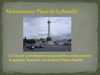Ce -ieu de la révolution est aujourd'hui connu comme
le quartier "branché" accueillant l'Opéra Bastille
 
