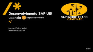 Public
Leandro Felício Melari
Desenvolvedor SAP
Desenvolvimento SAP UI5
usando
 
